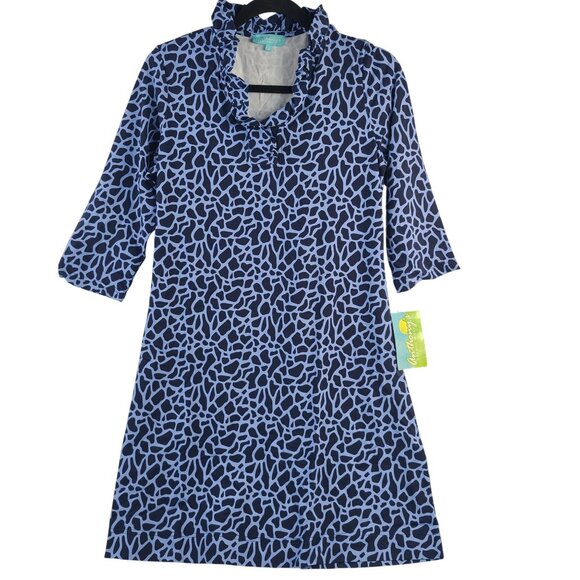 Anthony's Dresses & Skirts - Anthonys Resort Wear Women's Periwinkle & Navy Giraffe Print Dress Sz S UPF 50+